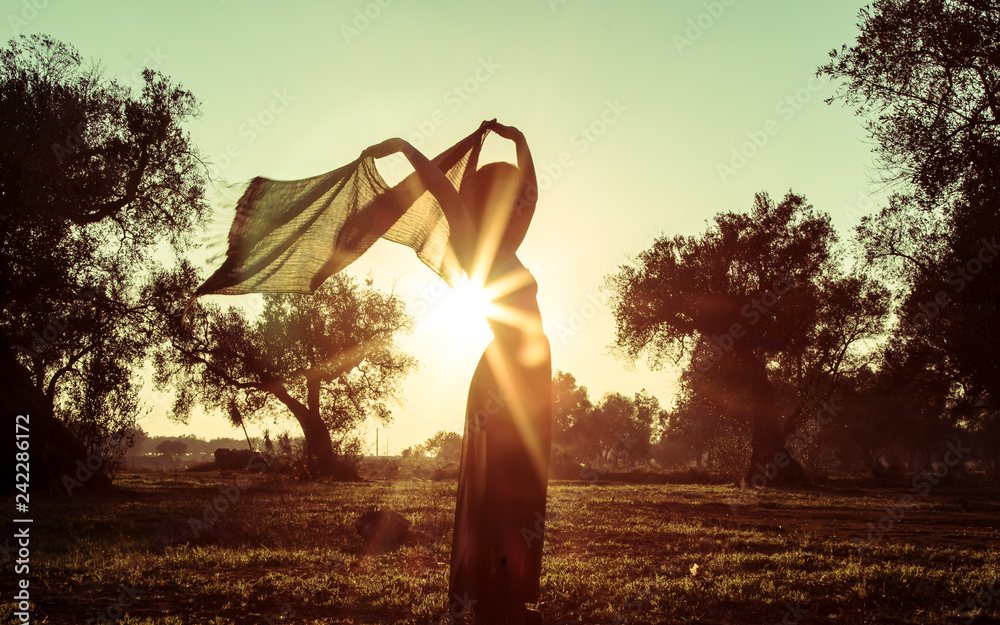 Danza tra gli ulivi al tramonto